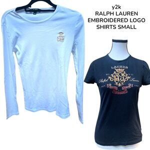 y2k Ralph Lauren Embroidered Logo Shirts BUNDLE 2 TOPS‎ SMALL